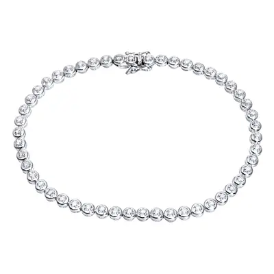 Jewelco London 9ct White Gold Round 1/2ct Diamond Donut Illusion Tennis Bracelet - PBCAXL01971W