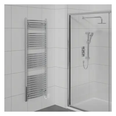 WarmeHaus Curved Electric Heated Towel Rail Pre-filled Thermostatic Bathroom Towel Radiator Chro