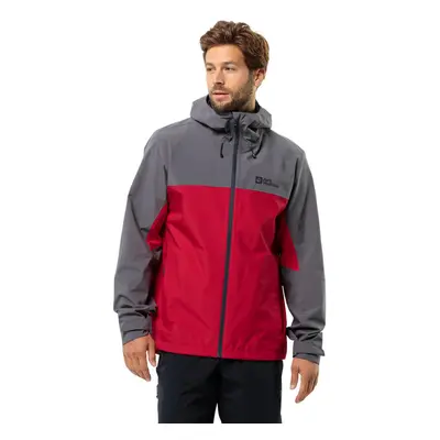 (XL, Red Glow) Jack Wolfskin Mens Weiltal 2L Packable Waterproof Breathable Jacket