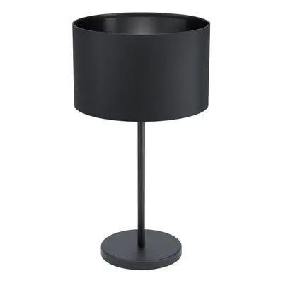 Table Desk Lamp Colour Black Shade Round Black Fabric Slim Stem Bulb E27 1x40W