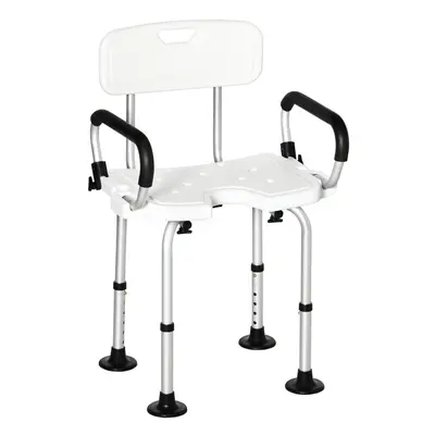 HOMCOM Adjustable Shower Stool with Suction Foot Pads for Elderly Disabled