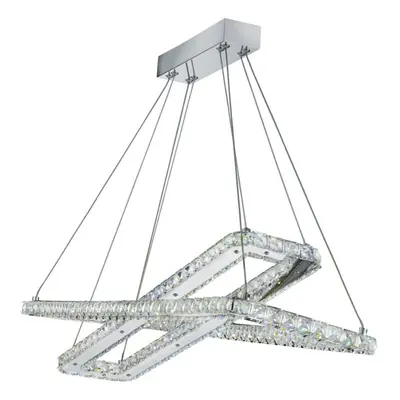 2 x LED RECTANGLE FRAME CEILING , CHROME, CLEAR CRYSTAL TRIM