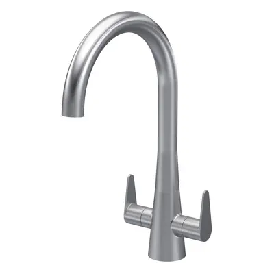 Kitchen Mono Mixer Tap with Lever Handles, 398mm - Brushed Nickel