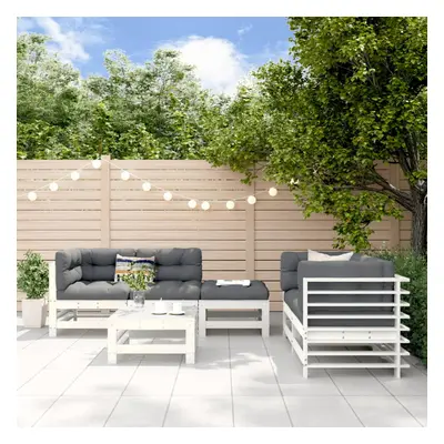 vidaXL Piece Garden Lounge Set White Solid Wood Pine