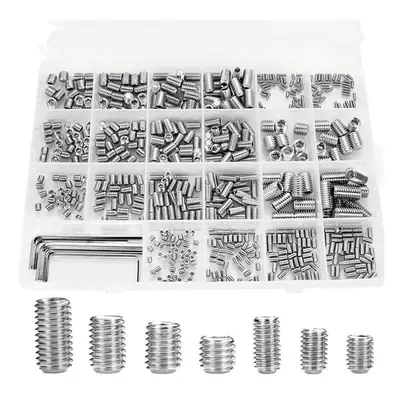 660Pcs M2.5-M8 Stainless Steel Hex Allen Grub Screw Socket Flat Point Set With 6pcs Wrench Assor