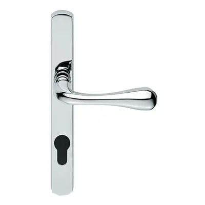 PAIR Flared Lever on Narrow Euro Lock Backplate x 26mm Polished Chrome