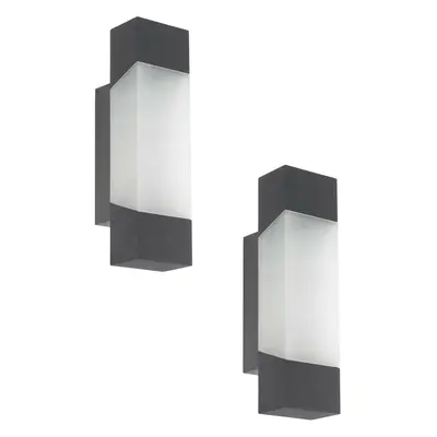 2 PACK IP44 Outdoor Wall Light Anthracite Porch Accent Lamp 4.8W Built in LED