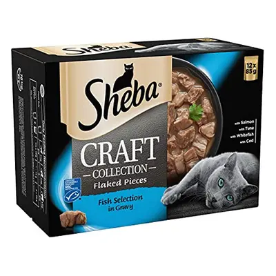 Sheba Craft Cat Pouches Fish Selection in Gravy, g (4 Packs of 12= Pouches)