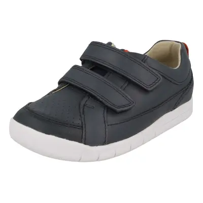 (UK 6.5 Infant, Navy (Blue)) Boys Clarks Casual Hook & Loop Fastening Shoes Emery Walk T - F Fit