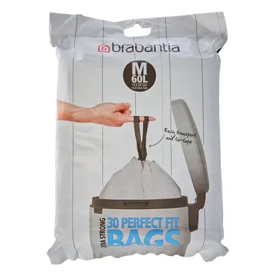 Brabantia PerfectFit Bin Liners (Size M/60 Litre) High Quality Thick Plastic Trash Bags with Tie