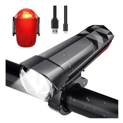 320LM Bike Light Headlight + 120LM Tail Light Modes Adjustable Front Handlebar Lamp USB Charging