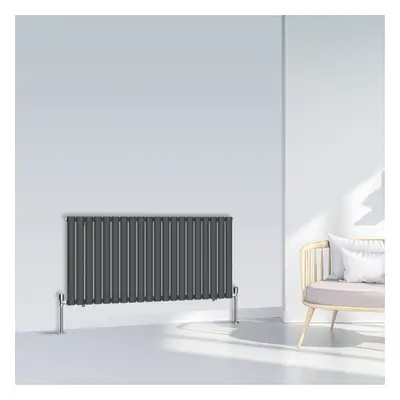 (600x1180mm Single, Anthracite) NRG Oval Column Designer Radiator Horizontal Vertical Central He