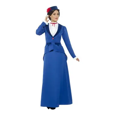 Smiffy's 46753m Blue Victorian Nanny Costume - Fancy Dress Ladies Adult Mary - victorian fancy d