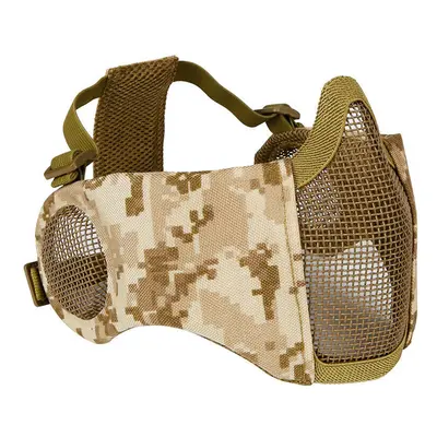 (Desert Camouflage) Outdoor CS Game Steel Wire Face Mask Breathable Protection Half Mask Outdoor