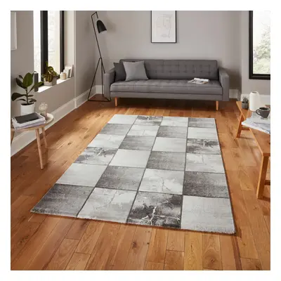 (Ivory / Silver, x Cm) Think Rugs Craft Abstract Textured Rug