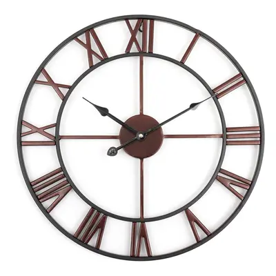 (Bronze) 45cm Large Wall Clock Big Roman Numerals Giant Open Face Metal For Home Outdoor Garden