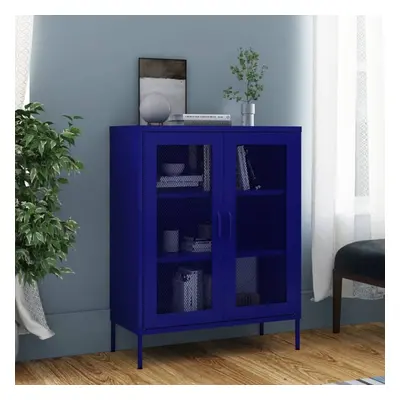 vidaXL Storage Cabinet Navy Blue Steel Home Sideboard Cupboard Side Cabinet