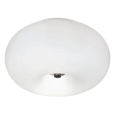 Wall Flush Ceiling Light Satin Nickel Shade White Glass Opal Matt Bulb E27 2x60W