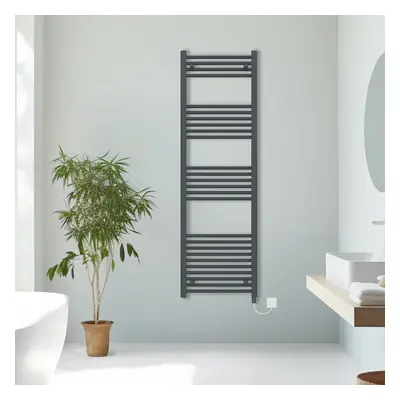 (Anthracite, 1600x500mm) Prefilled Electric Straight Heated Towel Rail Radiator Ladder Warmer