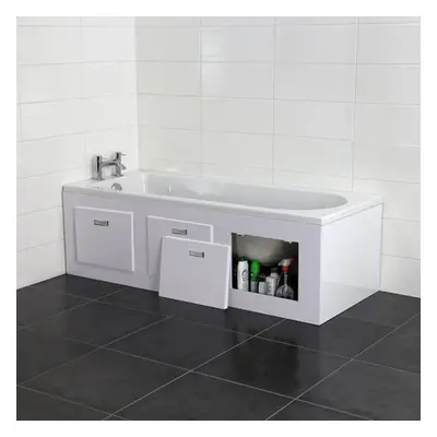 Nes Home 1800mm PVC Bath Panel With Removable Magnetic Door Gloss White