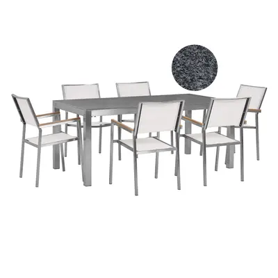 Dining Set for GROSSETO Stone Granite Effect 180x90x76 cm White