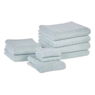 Set of Cotton Terry Towels Mint Green MITIARO