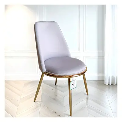 Riviera Grey Luxury Velvet Dining Chair With Gold Legs