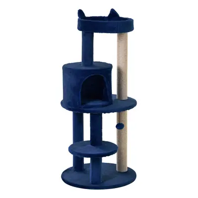 PawHut Tiers 104cm Cat Tree w/ Scratching Posts Perches Hanging Ball, Blue