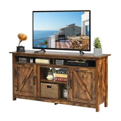 Industrial TV Stand for TVs up to 65" Fireplace TV Stand Entertainment Center