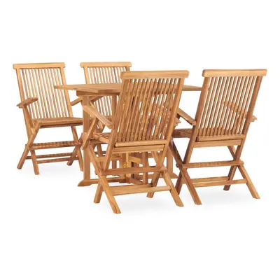 vidaXL Solid Teak Wood Folding Outdoor Dining Set Piece Outdoor Furniture