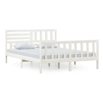 (white, x cm) vidaXL Bed Frame Bed Base Bedstead Bedroom Mattress Foundation Solid Wood