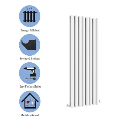 (Double, 1600x472mm) White Single/Double Oval Column Radiator