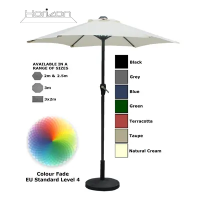 (2m, Natural Cream) Parasol Aluminium Crank Full & Half Shade Umbrella