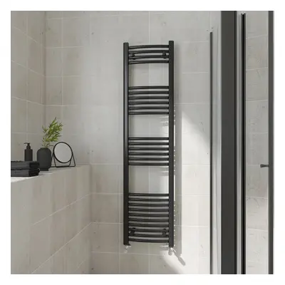 (Curved, 1600x400mm) Warmehaus Heated Towel Rail Black Bathroom Ladder Style Radiator Central He