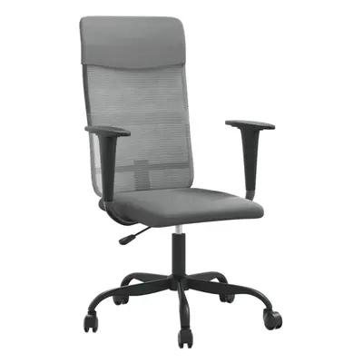 (Grey) vidaXL Office Chair Swivel Computer Chair Grey Mesh Fabric and Faux Leather