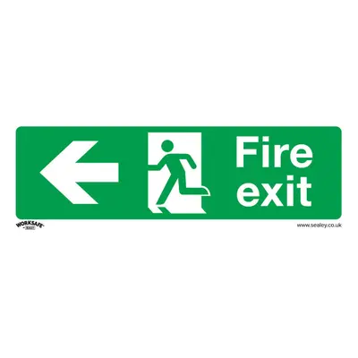 10x FIRE EXIT (LEFT) Health & Safety Sign Self Adhesive x 100mm Sticker