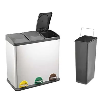 EVRE Recycling Bin with Lid /45 Litre Capacity /3 Compartments (3x15L)