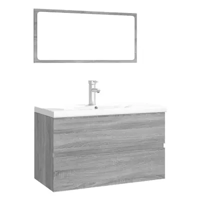 (grey sonoma, with faucet) vidaXL Bathroom Furniture Set Basin Multi Sizes/Colours with/without 