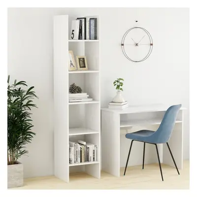 vidaXL Book Cabinet High Gloss White Chipboard Bookcase Standing Shelf Storage