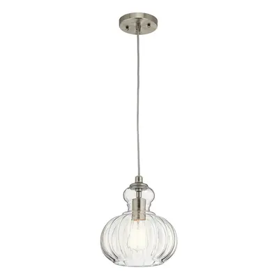 1 Bulb Ceiling Pendant Light Fitting Brushed Nickel LED E27 60W Bulb