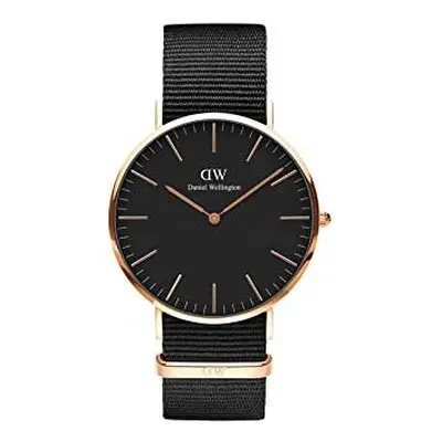 Daniel Wellington Classic Cornwall, Black/Rose Gold Watch, 40mm, NATO, for Men