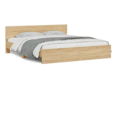 (sonoma oak, x cm) vidaXL Bed Frame with Headboard Bedroom Bed Base Mattress Foundation Bedstead