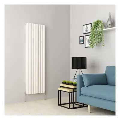 (1600 x 473mm Double, White) Oval Tube Designer Radiator