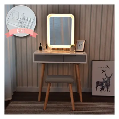 (Square 1) Vanity Table Set LED Mirror Makeup Dressing Table