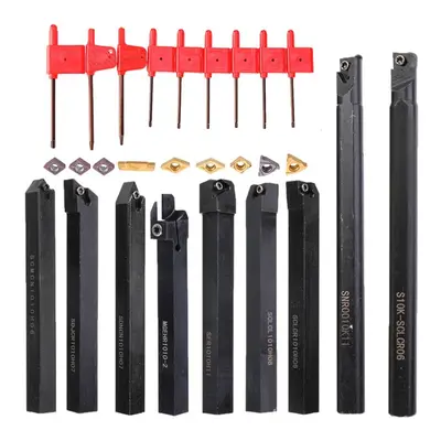 9pcs 10mm Shank Lathe Boring Bar Turning Tool Holder Set With Carbide Inserts