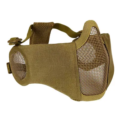 (khaki) Outdoor CS Game Steel Wire Face Mask Breathable Protection Half Mask Outdoor Hunting Tac