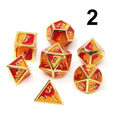 () 7Pcs Mixed Color Polyhedral Dice Metal RPG Dices Set with Velvet Bag Dungeons and Dragon Blac