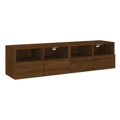 vidaXL TV Wall Cabinets Floating TV Units pcs Brown Oak Engineered Wood