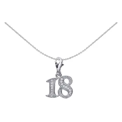 Jewelco London Ladies Sterling Silver Cubic Zirconia Birthday Pendant Necklace inch - GVP322