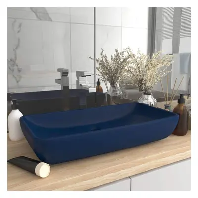 vidaXL Luxury Basin Rectangular Matt Dark Blue 71x38 cm Ceramic